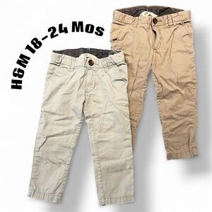 H&M Pair of Tan & Light Blue-Gray Casual Lightweight Summer Chinos (1.5-2 yrs)